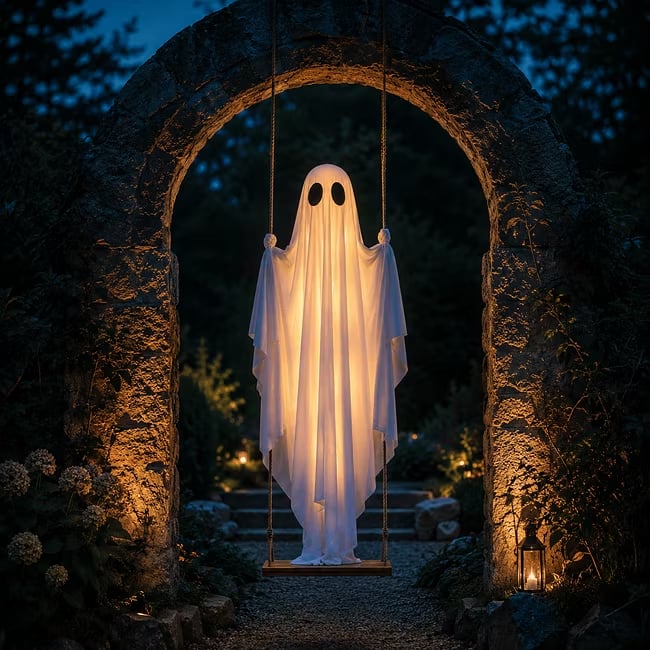 👻 5FT Large  LED Hanging Swing Ghost Halloween Decor | Outdoor Porch & Yard Display