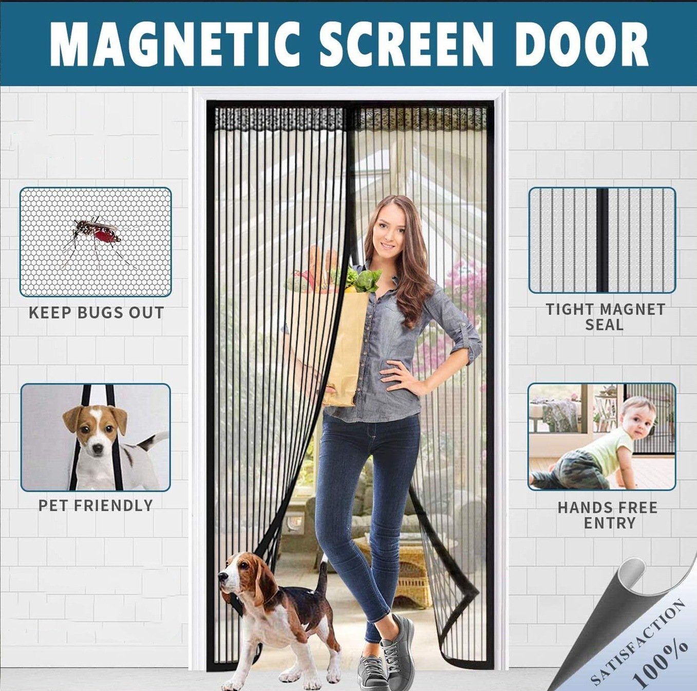 🔥2026 HOT SALE🏠🔥Breathable Mesh Curtain with Hands-Free Magnetic Closure