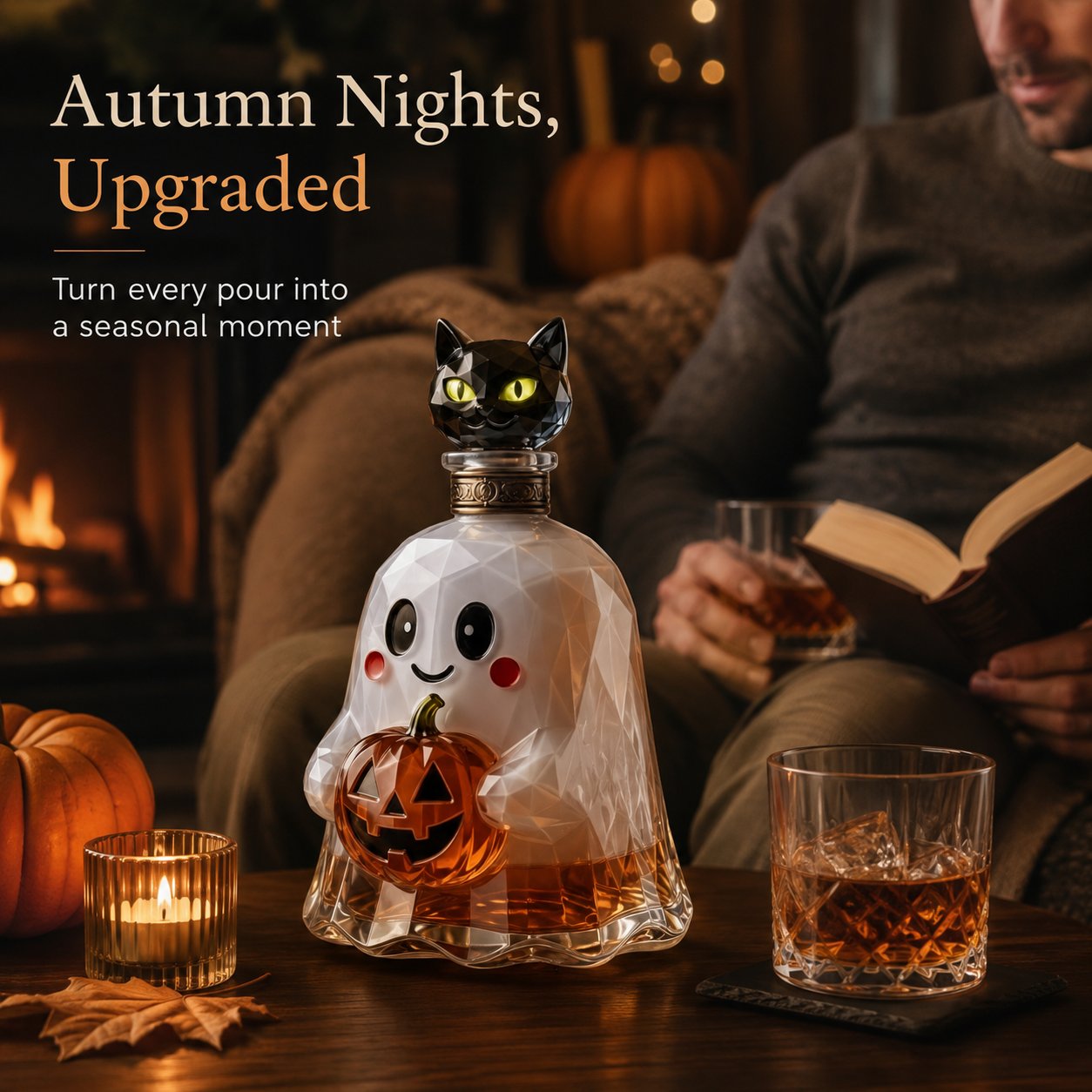 🔥HOT SALE🔥 Ghost Pumpkin Glass Decanter – 330ml Halloween Home Bar Bottle