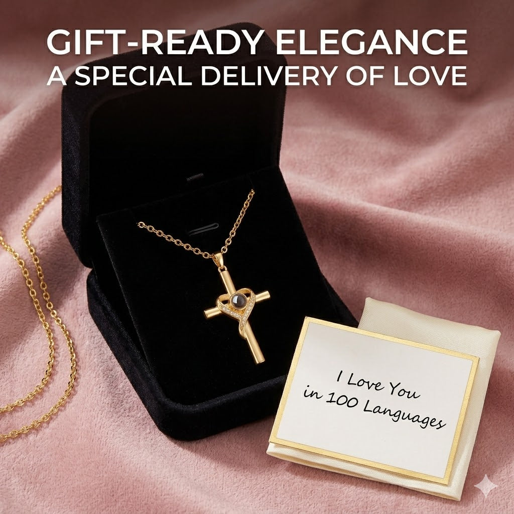 Avoto Cross Necklace with Bible Verse Engraving, Women's Projection Necklace