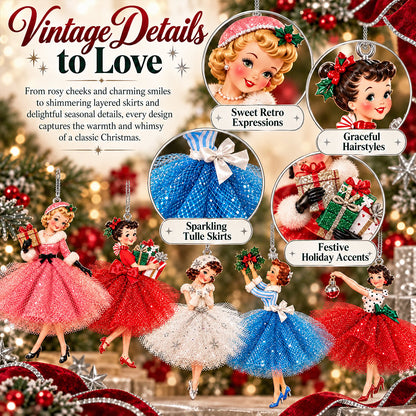 🎄 Vintage Christmas Lady Ornaments – Bring Back the Magic of the 1950s ✨