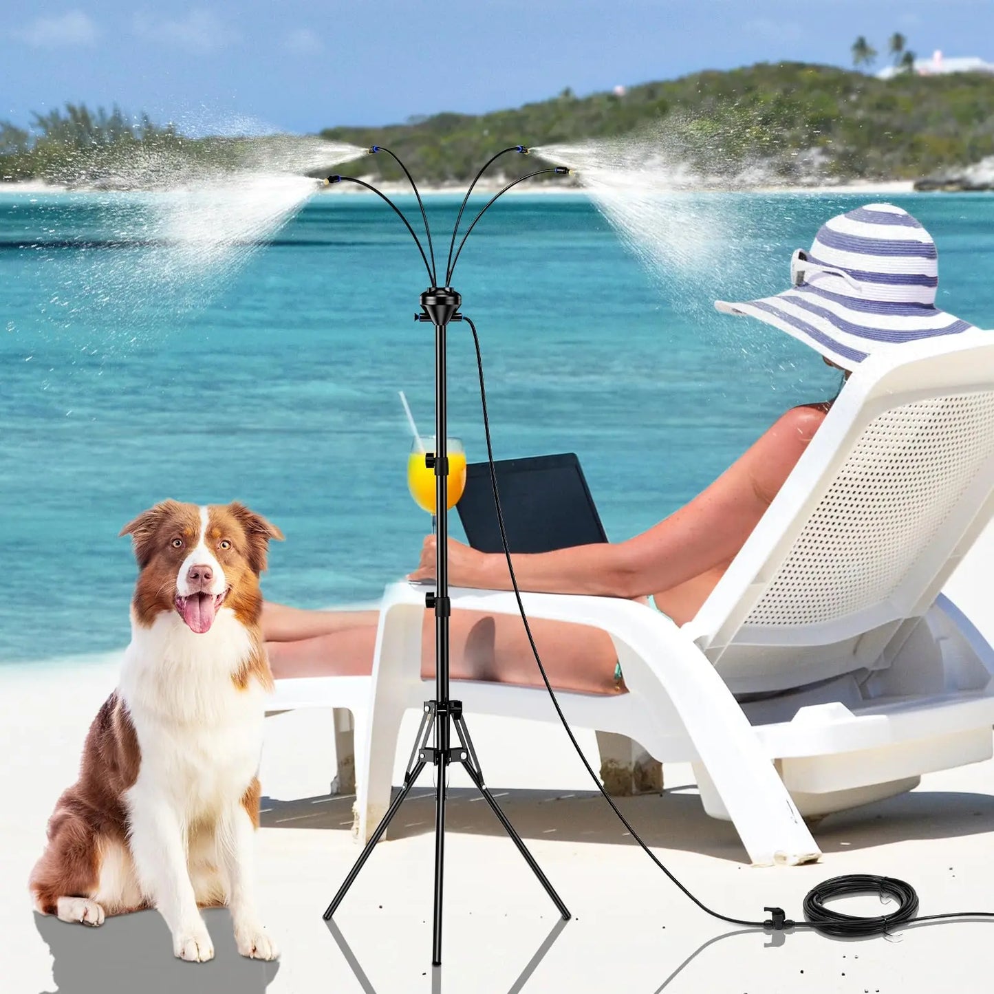 Portable Outdoor Cooling Mist Sprayer Stand