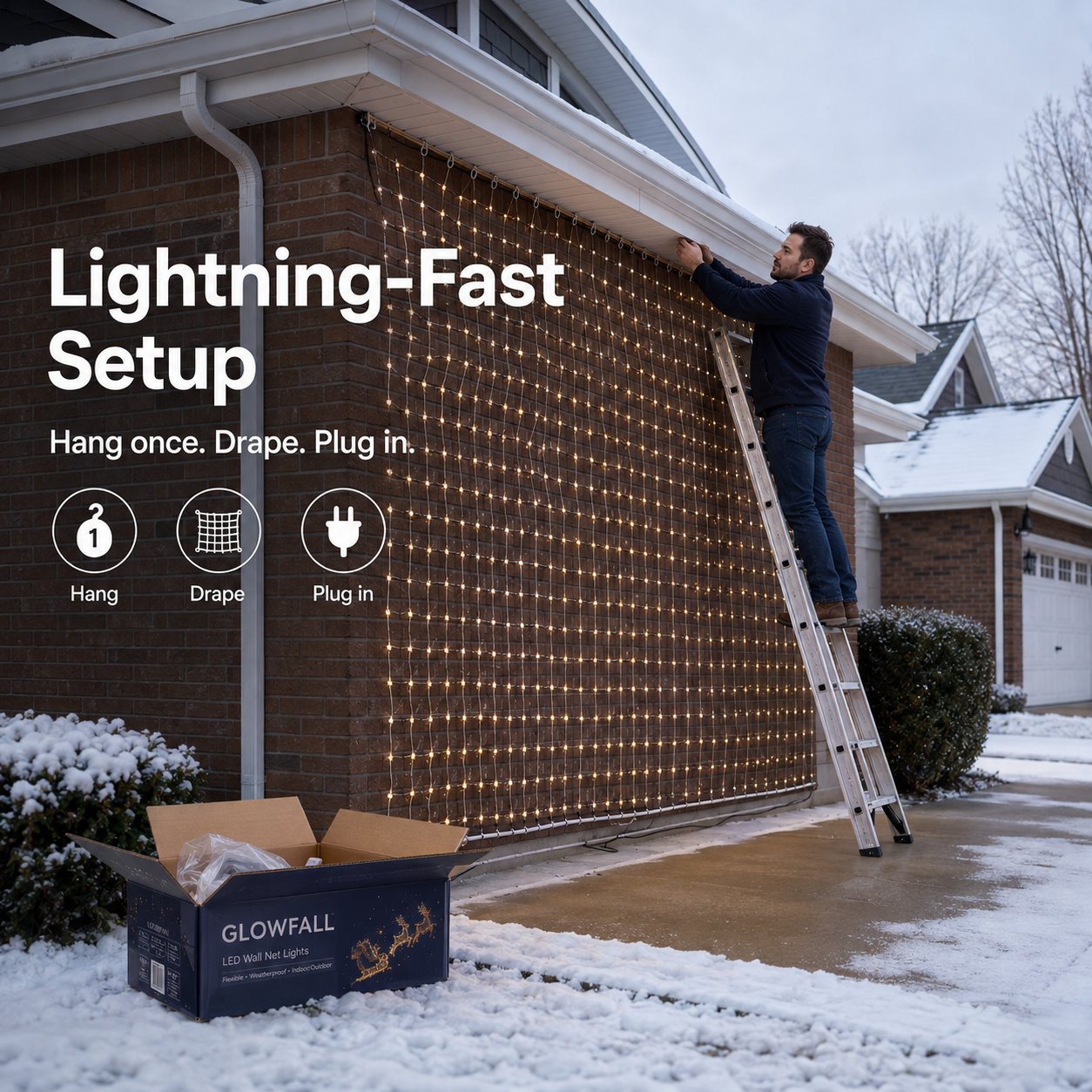 🏡 Architectural Dynamic Mesh Christmas Wall Light – Outdoor Animated Facade Display ✨