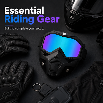 Motorcycle Helmet Riding Goggles: Wind, Dust, and UV Protection; Skull-Patterned Goggles for Full-Face Protection