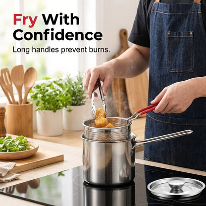 🍟 Compact Stainless Steel Deep Fryer Pot Set with Basket✨