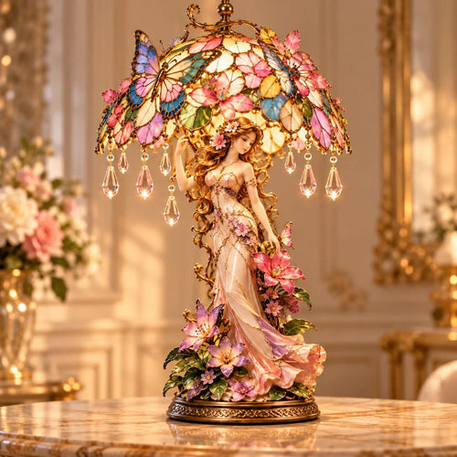 Enchanted ButterflyGarden Lady Lamp – Illuminated Floral Sculpture.