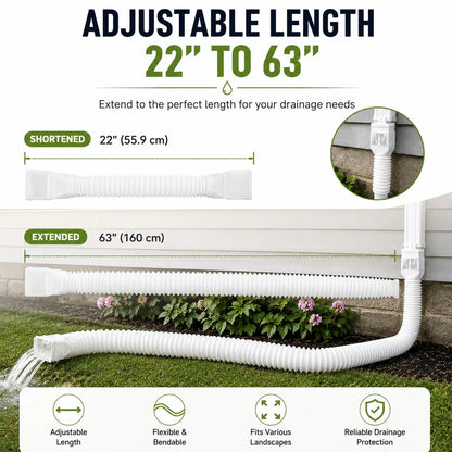 🌧️ Flexible Downspout Extension Kit – 22–63in Rainwater Drainage Pipe