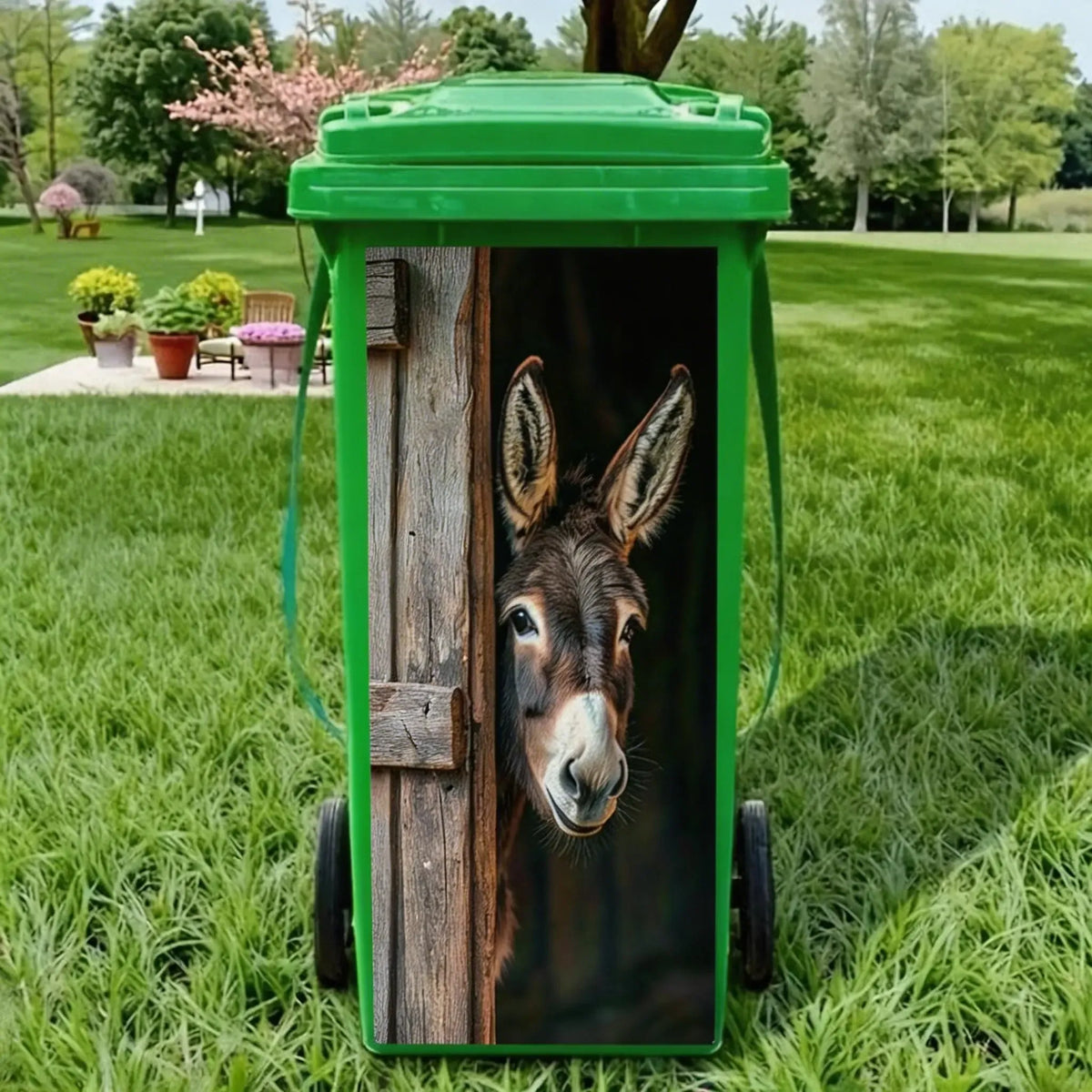🐴3PCS Funny Horse and Donkey Wheelie Bin Stickers for Outdoor Décor