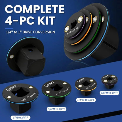 🔩2026 Upgraded Ultra Low Profile Stubby Impact Socket Adapter Reducer 4-Piece Set 🦾