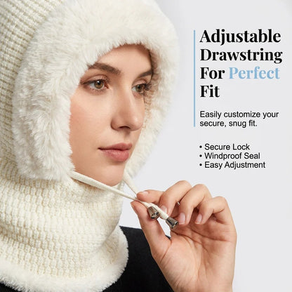 ❄️ 3-in-1 Winter Beanie – Plush Hat, Face Cover & Neck Warmer 🧣