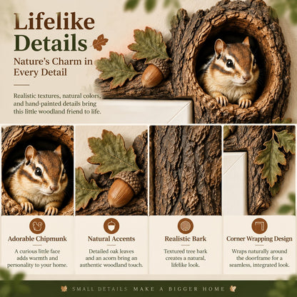 ⏰LAST DAY 50% OFF 🐿️ Handcrafted Resin Chipmunk Door Ledge Figurine | Wooden Doorway Accent for Nature Lovers 🏡