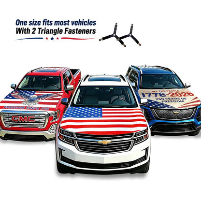 🇺🇸🔥 American Flag Hood Cover 🚗 | Wind-Proof & Universal Fit 🛡️