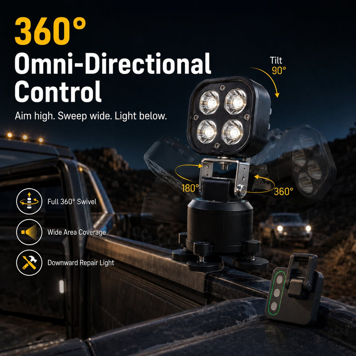 🏕️ Omni-Directional Magnetic LED Pod Light - 360° Off-Road & Camping Work Light 💡