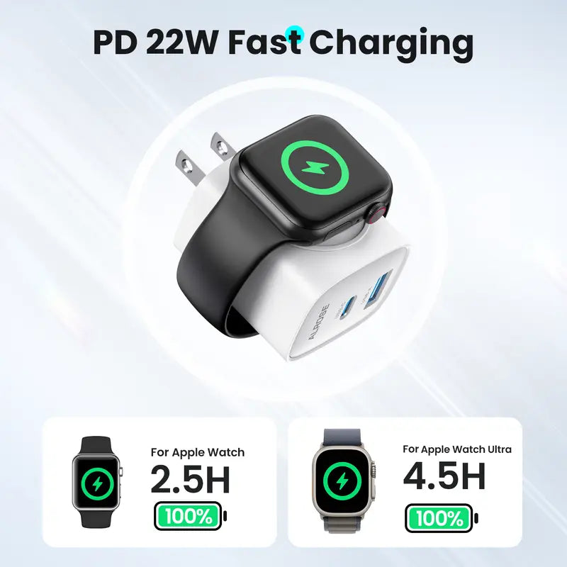 🔥Last Day 55% OFF - 3-in-1 20W USB-C Fast Charger with Magnetic Apple Watch Dock & Cable
