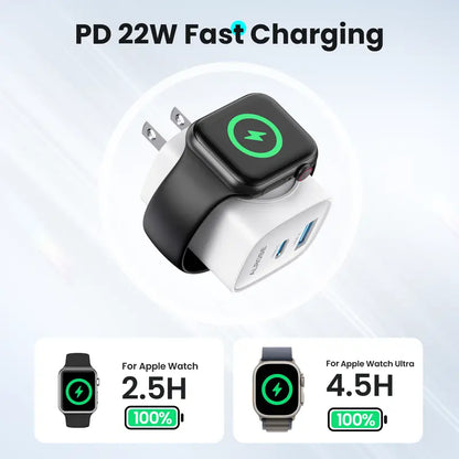 🔥Last Day 55% OFF - 3-in-1 20W USB-C Fast Charger with Magnetic Apple Watch Dock & Cable