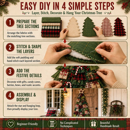 🎄 DIY Oversized Patchwork Christmas Tree Door Hanging Kit – 51" Holiday Craft ✨