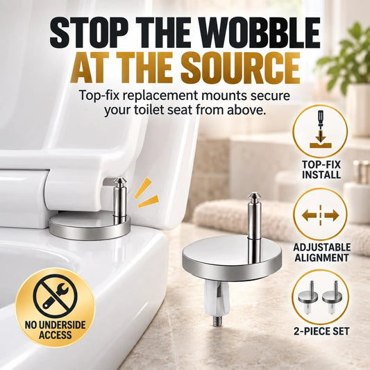🔩 2-Pack Top-Fix Toilet Seat Hinge Bolts – Adjustable Anti-Wobble Replacement Kit