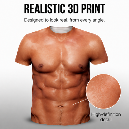 3D-Printed Muscle-Effect Fake Abs Short-Sleeve T-Shirt