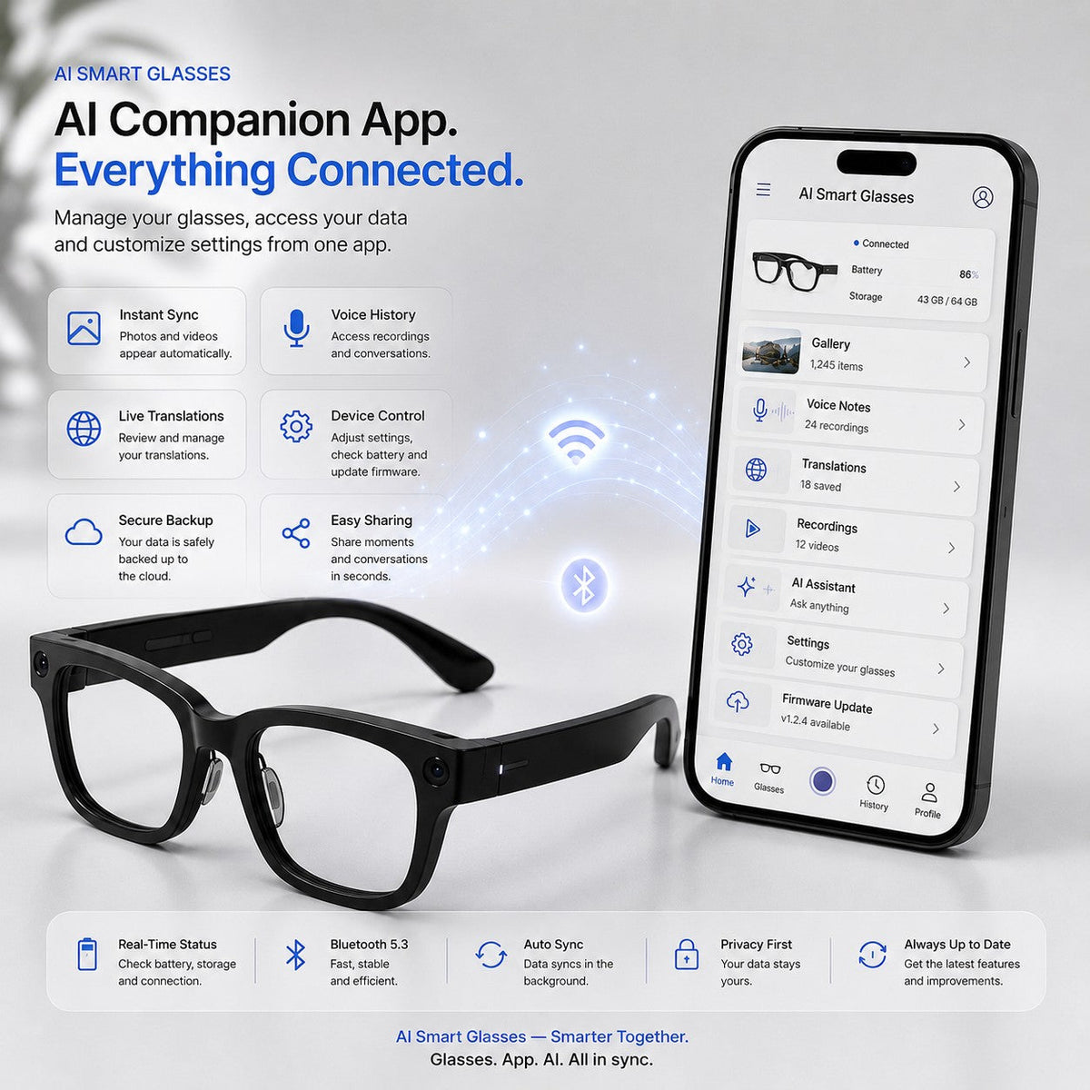 👓 50% OFF AI Smart Glasses 🎥 4K POV Camera | Multi-Language Translation & AR Navigation