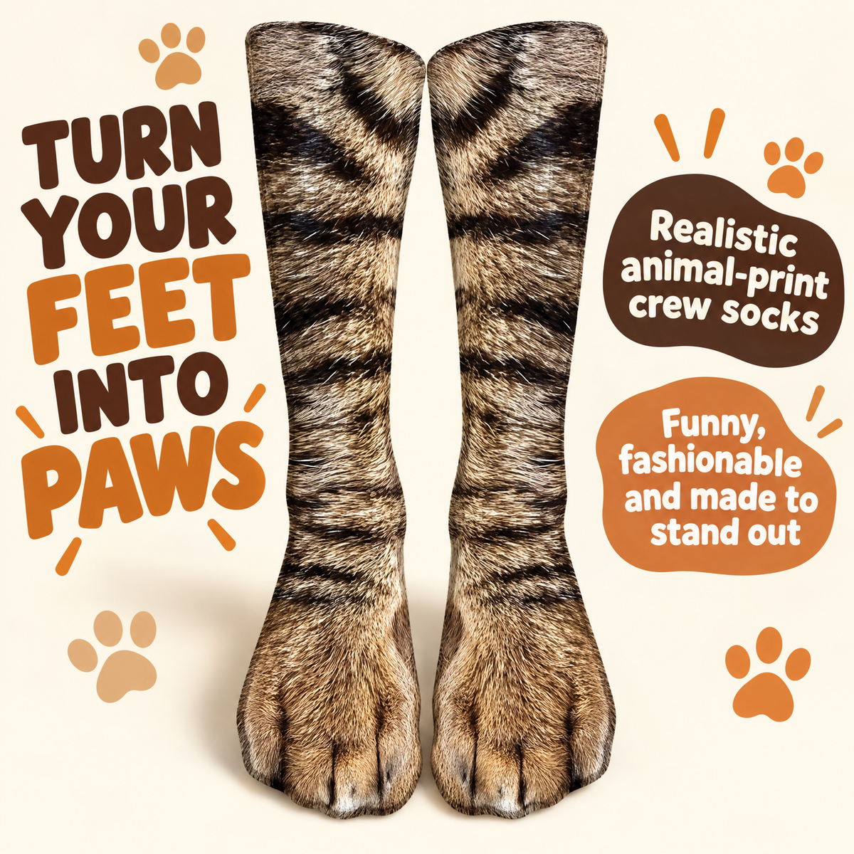 🔥3D Animal Paw Print Novelty Socks
