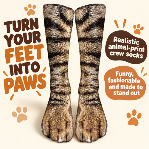 🔥3D Animal Paw Print Novelty Socks