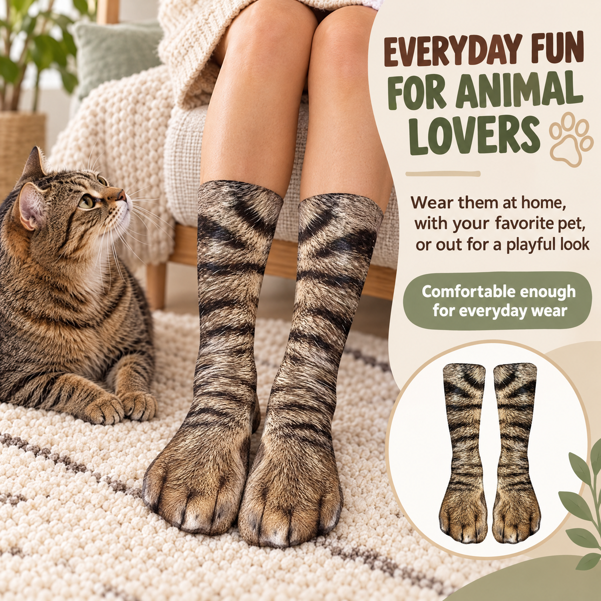 🔥3D Animal Paw Print Novelty Socks