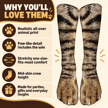 🔥3D Animal Paw Print Novelty Socks