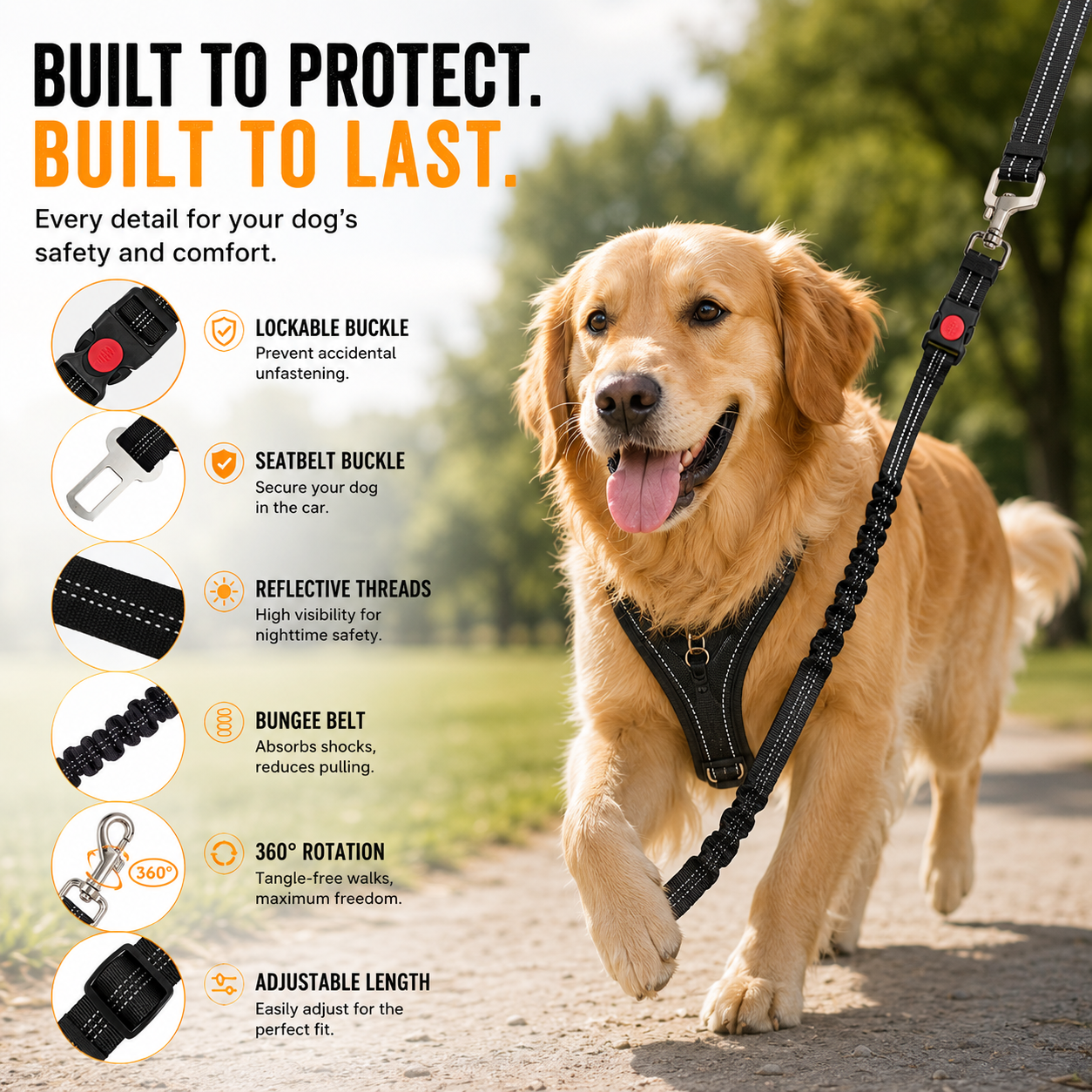 Dog Seat Belt, Upgraded 2-in-1 Pet Dog Car Seat Belt and Headrest Mounting System