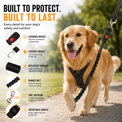 Dog Seat Belt, Upgraded 2-in-1 Pet Dog Car Seat Belt and Headrest Mounting System