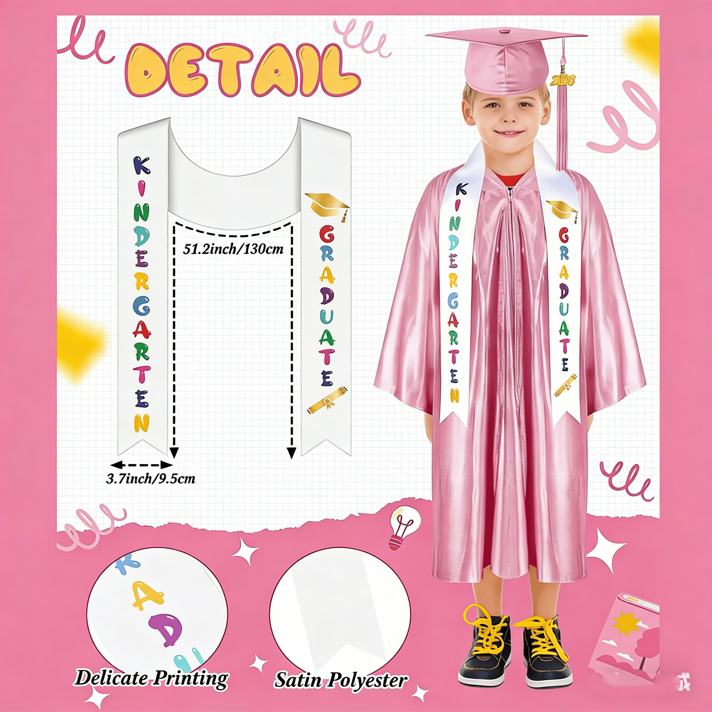 Kindergarten Graduation Outfit Class of 2026 Satin Graduation Cap