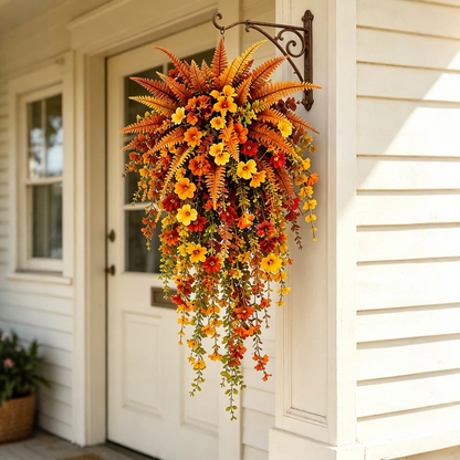 🔥On Sale Only Today 🍂 🍁 Fall Artificial Hanging Flower Basket Set for Front Door Porch Decor 🍂