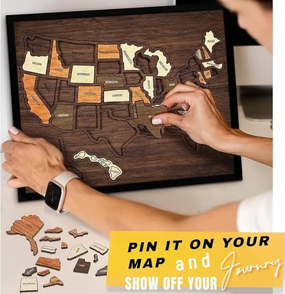 🔥 50% OFF TODAY | Wooden USA Travel Map Puzzle 🗺️ The Ultimate Gift For Couples 🎁