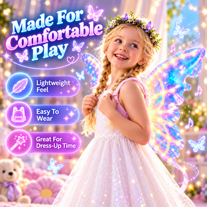 🦋 Electric Light Up Butterfly Wings - Moving LED Fairy Wings for Kids Costume 🧚‍♀️