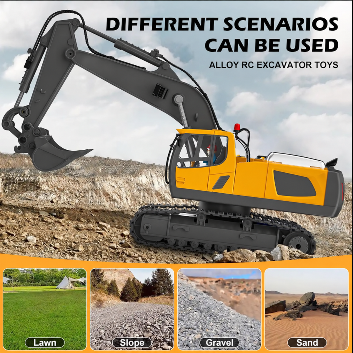 🚜 4-in-1 RC Construction Vehicle Fleet - Remote Control Excavator Dump Truck Toy Set 🏗️