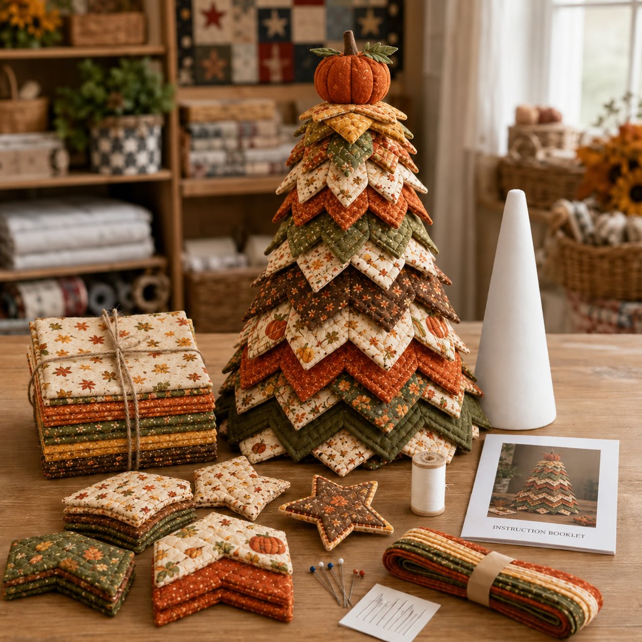 🔥LAST DAY 50% OFF - 🎄 Layered Fabric Tree Quilt Kit for DIY Seasonal Decor 🧵