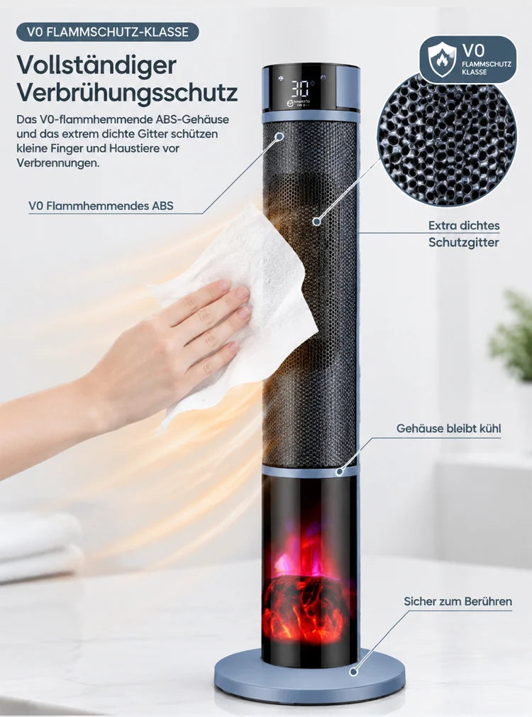 🔥[Seulement 1 kWh par semaine] Chauffage soufflant cheminée 3D haut de gamme | Chauffage rapide en 3 secondes | Classe énergétique A+++ | Mode économie d'énergie IA