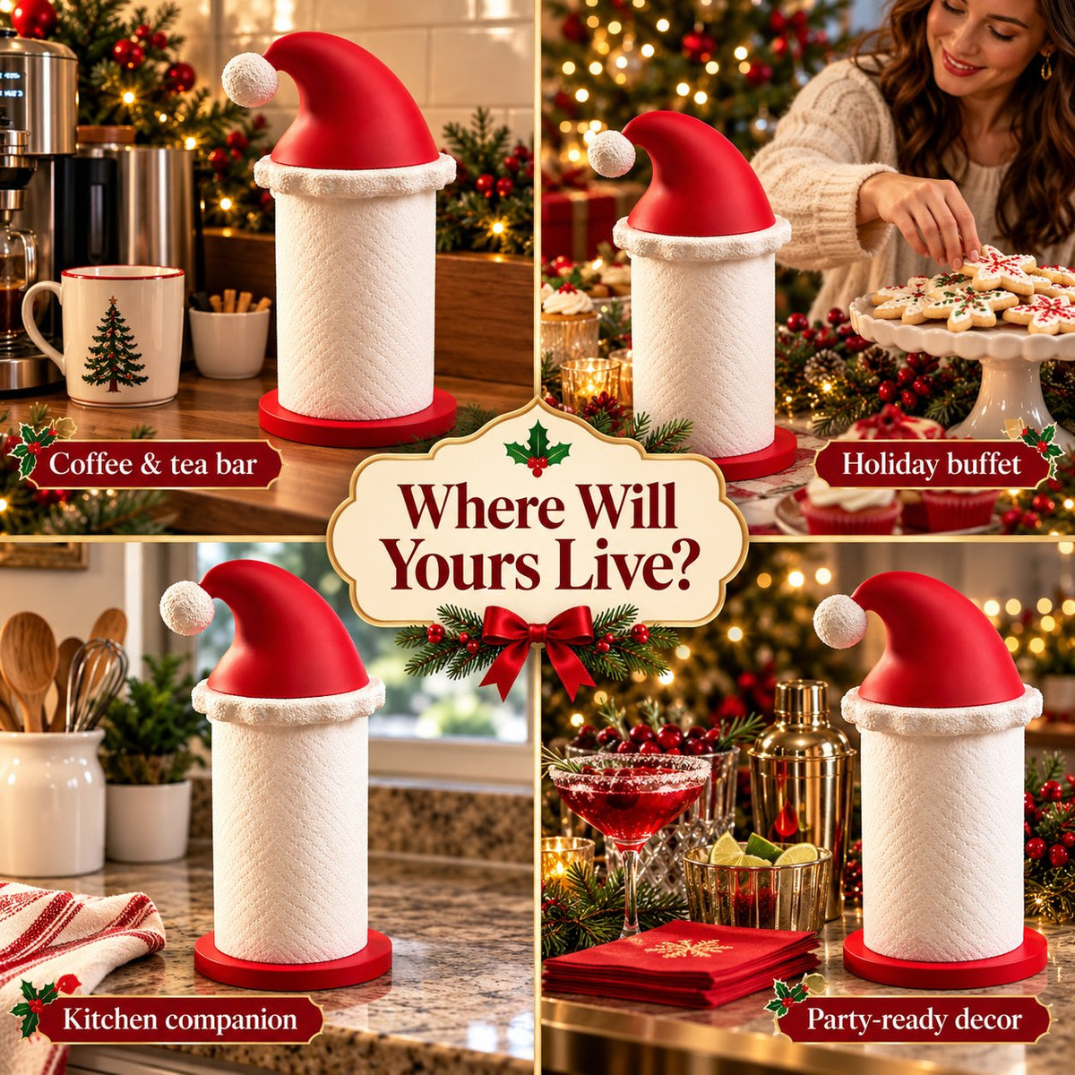 Santa Hat Paper Towel Holder | Festive Kitchen Decor 🎅🎄