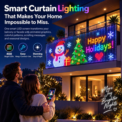 ✨ Smart 400 LED Curtain Lights – Custom Animations, Music Sync & App Control