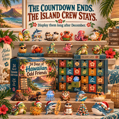 🌺 24 Days of Hawaiian Odd Friends Advent Calendar | Tropical Christmas Figurine Set 🏝️