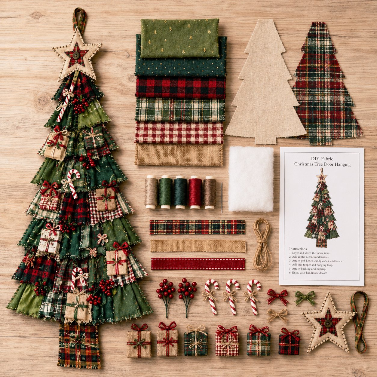 🎄 DIY Oversized Patchwork Christmas Tree Door Hanging Kit – 51" Holiday Craft ✨