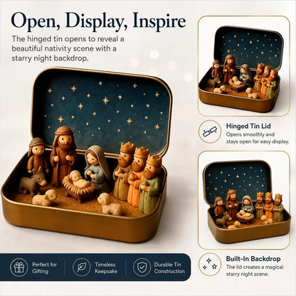 ✝️🌟Mini Nativity Scene Keepsake Tin — Pocket-Sized Christmas Holy Family Set