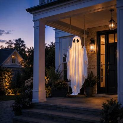 👻 5FT Large  LED Hanging Swing Ghost Halloween Decor | Outdoor Porch & Yard Display