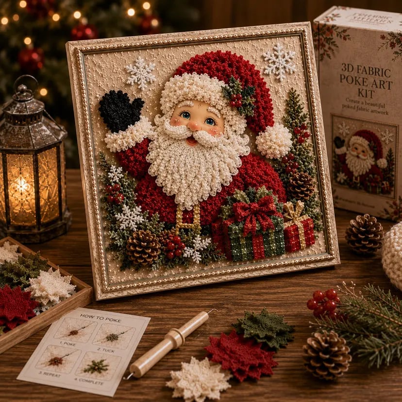 🎄3D Christmas Fabric Poke Art Kit – DIY Holiday Craft for Adults & Beginners