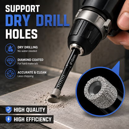 6 Pcs Diamond Drill Bits Set, 1/4 5/6 3/8 1/2 Inch Brazed Diamond Drill Bits for Precision Drilling in Tile Ceramic Glass Granite Marble Masonry
