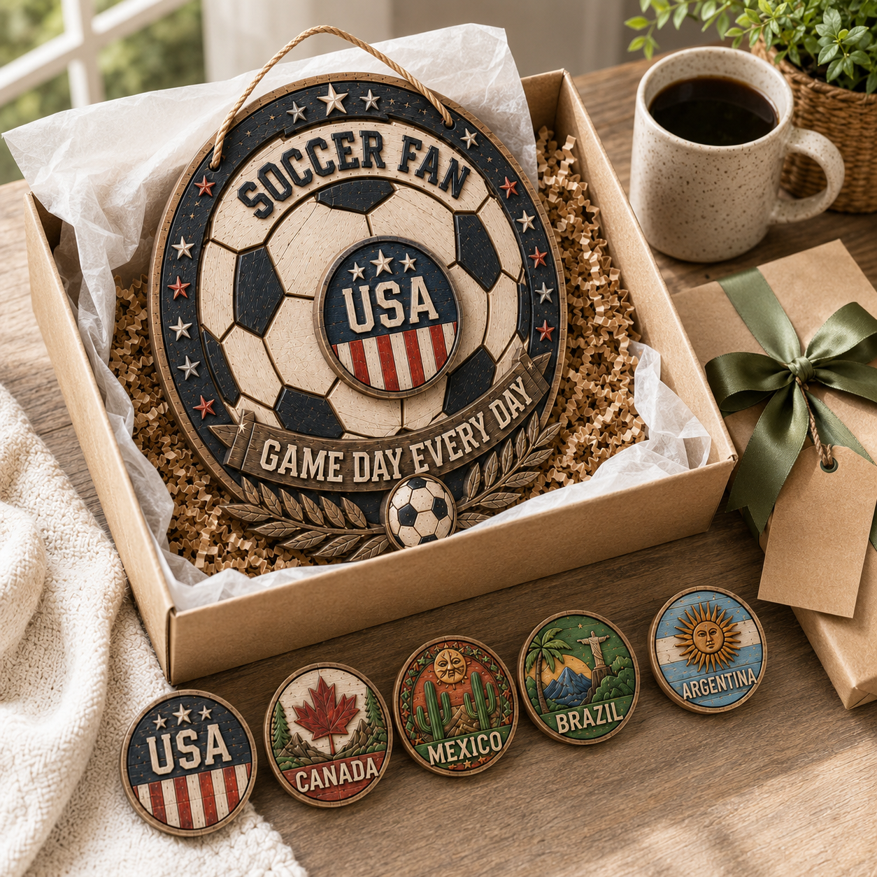 Magnetic Soccer Fan Door Sign with Interchangeable Country Badges ⚽🧲