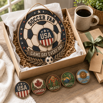 Magnetic Soccer Fan Door Sign with Interchangeable Country Badges ⚽🧲