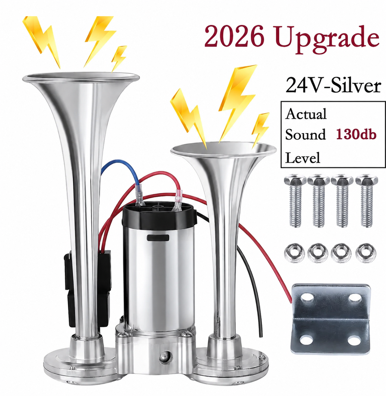 📢2026 Upgraded 150dB Super Loud 12V Dual Air Horn Kit ⚡