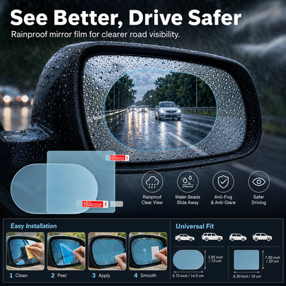 💧 Clear View Mirror Film – Rainproof & Anti-Fog