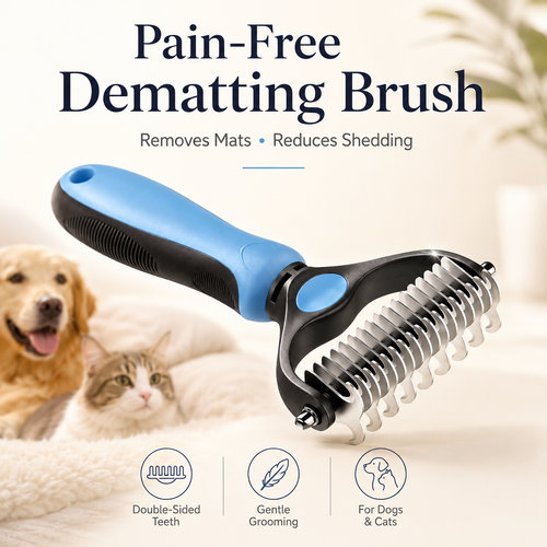 🔥 2-in-1 Pet Undercoat Rake - Say Goodbye to Mats! 🐕