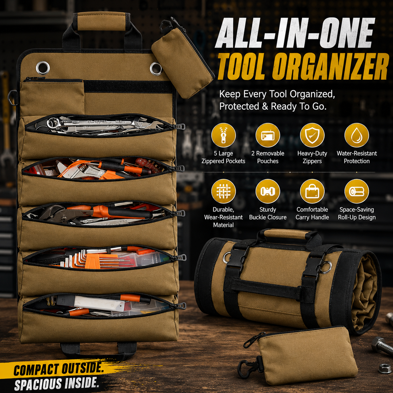 🛠️ Universal Heavy-Duty Roll-Up Tool Bag